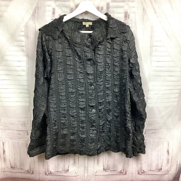 Lounardi Collection Crinkled Button Up Light Jacket M - Picture 1 of 8
